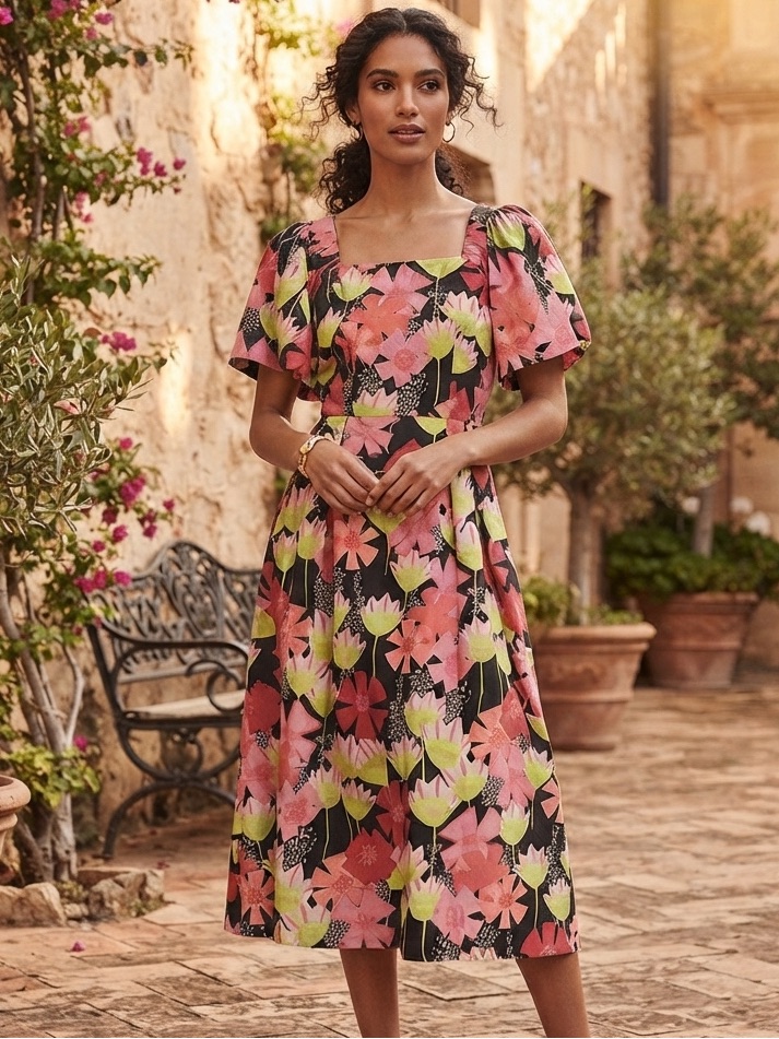 New Tyler Boe Brit Abstract Floral Tie Dress Size Small